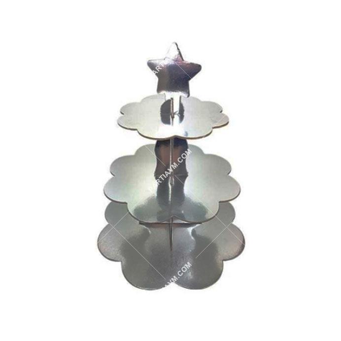 Karton Gümüş Cupcake Standı 3 Katlı Kek Standı 12999 Partiavm�de