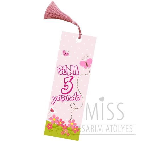 Kelebekli Doğum Günü Süsleri Hediyelik Püsküllü Kitap  Ayracı 5 Adet