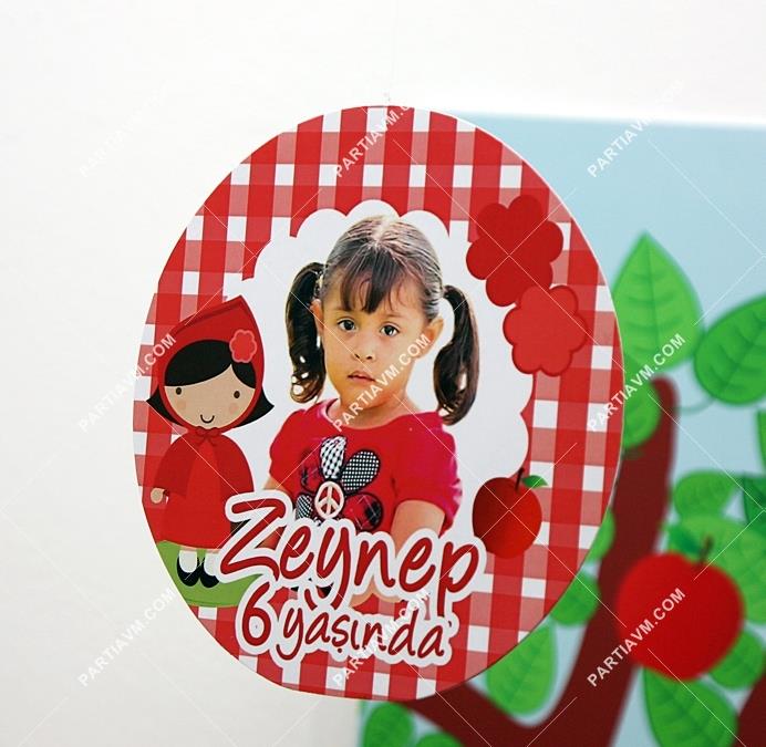 Kırmızı Başlıklı Kız Doğum Günü 20 cm Önlü Arkalı Baskı Kalın Karton Misinalı Asma Süs
