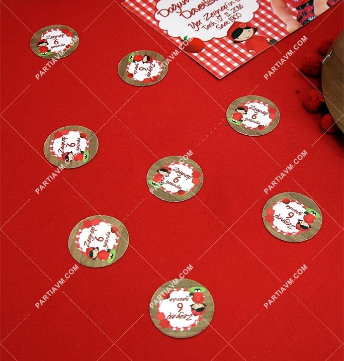 Kırmızı Başlıklı Kız Doğum Günü Karton Masaüstü Konfeti İsimli 3 cm Pakette 50 Adet
