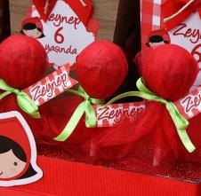 Partiavm Kırmızı Başlıklı Kız Doğum Günü Lolipop Çubuklu Top Şeker Etiketli Süslemeli 10 Adet satın al