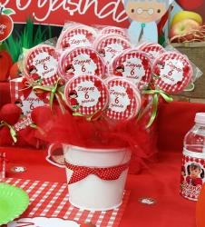 Partiavm Kırmızı Başlıklı Kız Doğum Günü Lolipop Şeker Etiketli Kovada Süslemeli 10 Adet satın al