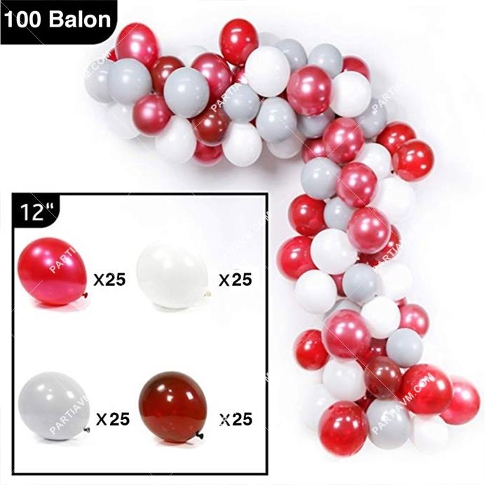 Kırmızı Renk Zincir Balon Seti 12527 Partiavm�de