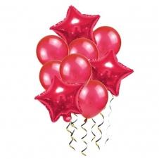 SAMM Kırmızı Tonları Yıldız Balon Demeti 9lu satın al