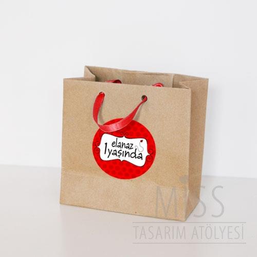 Kırmızı Uğur Böceği Doğum Günü Süsleri Hediye Çantası Etiketli Kurdeleli 10 X 10 cm 5 Adet