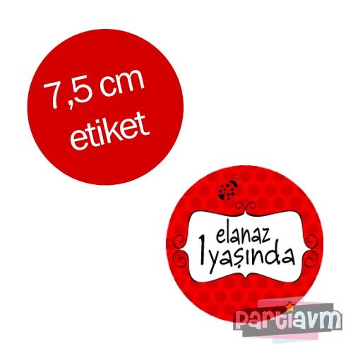 Kırmızı Uğur Böceği Doğum Günü Süsleri Yuvarlak Etiket 7,5cm 10 Adet