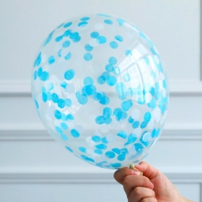 SAMM Konfetili Şeffaf Balon Açık Mavi Pullu 10 Adet Şeffaf Balon