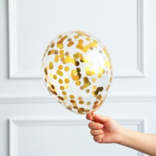 SAMM Konfetili Şeffaf Balon Altın Pullu 10 Adet Şeffaf Balon satın al