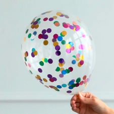 SAMM Konfetili Şeffaf Balon Karışık Renk Pullu 10 Adet Şeffaf Balon