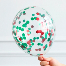 SAMM Konfetili Şeffaf Balon Kırmızı Yeşil Pullu 10 Adet Şeffaf Balon satın al