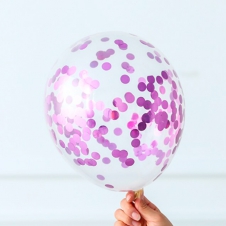 SAMM Konfetili Şeffaf Balon Lila Pullu 10 Adet Şeffaf Balon