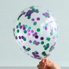 SAMM Konfetili Şeffaf Balon Mor Yeşil Pullu 10 Adet Şeffaf Balon satın al