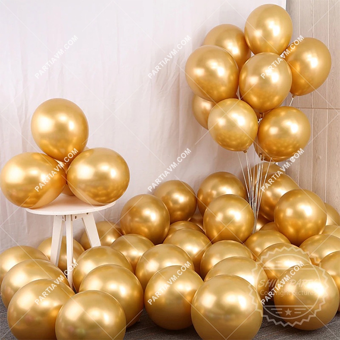 Krom Lateks Balon Gold Renk 10 adet Parlak Altın Balon