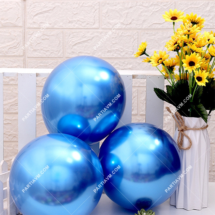 Krom Lateks Balon Mavi Renk 10 adet Parlak Mavi Balon