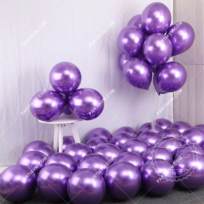Krom Lateks Balon Menekşe Renk 10 adet Parlak Menekşe Balon