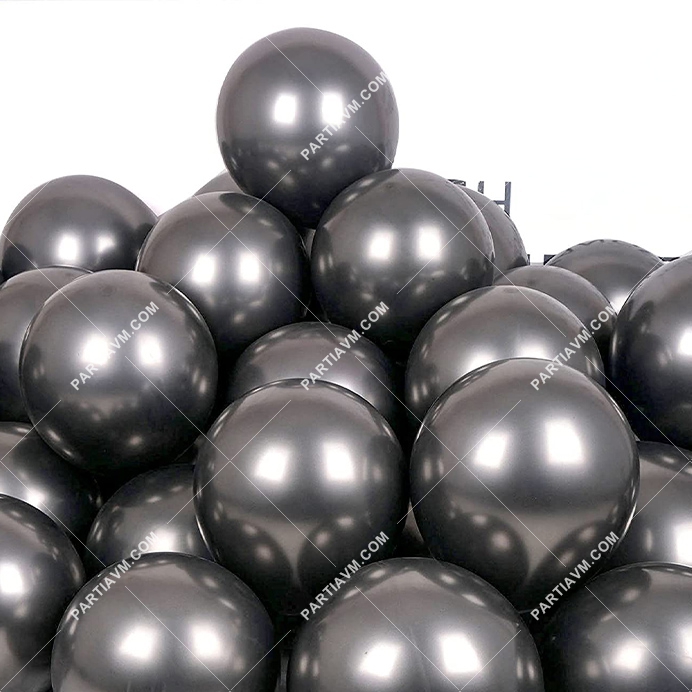 Krom Lateks Balon Siyah Renk 10 adet Parlak Siyah Balon