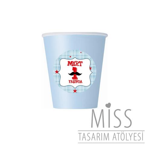 Küçük Adam Doğum Günü Süsleri Etiketli Karton Bardak 5 Adet