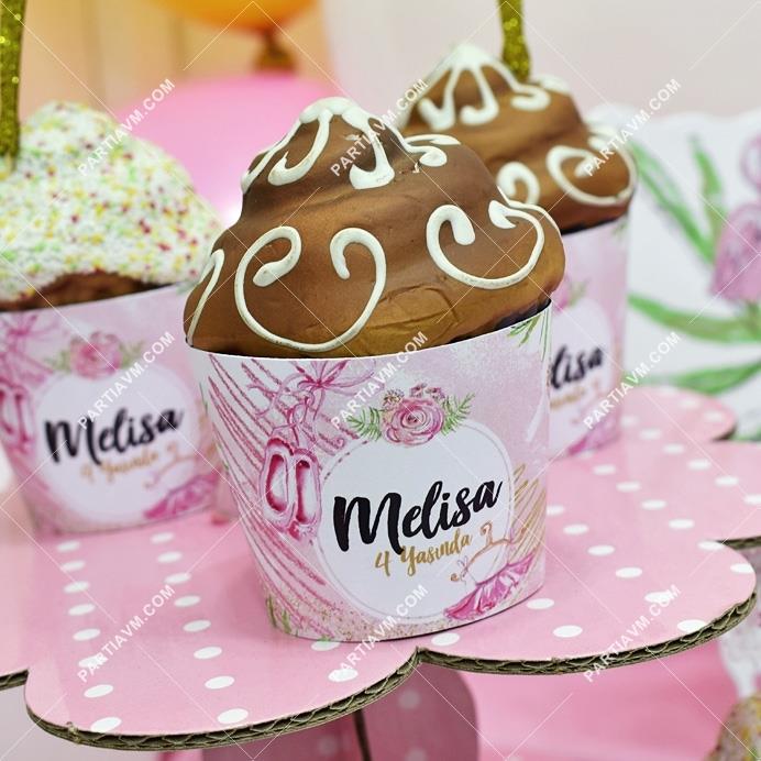 Küçük Balerin Doğum Günü Cupcake Sargısı 10 Adet