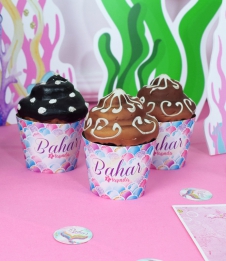 Partiavm Küçük Deniz Kızı Doğum Günü Cupcake Sargısı 10 Adet