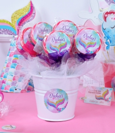 Partiavm Küçük Deniz Kızı Doğum Günü Lolipop Şeker Etiketli Kovada Süslemeli 10 Adet satın al
