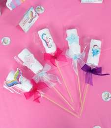 Partiavm Küçük Deniz Kızı Doğum Günü Marshmallow Etiketli 10 Adet Süslü Çubuklarda