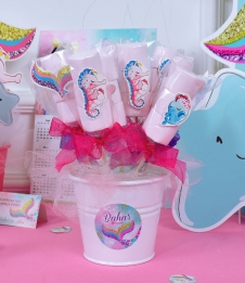 Partiavm Küçük Deniz Kızı Doğum Günü Marshmallow Etiketli Kovada 10 Adet Süslü Çubuklarda satın al