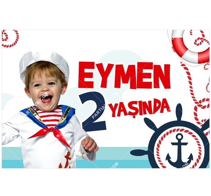 Küçük Denizci Kaptan Doğum Günü 150x100 cm Dev Yırtılmaz Branda Afiş
