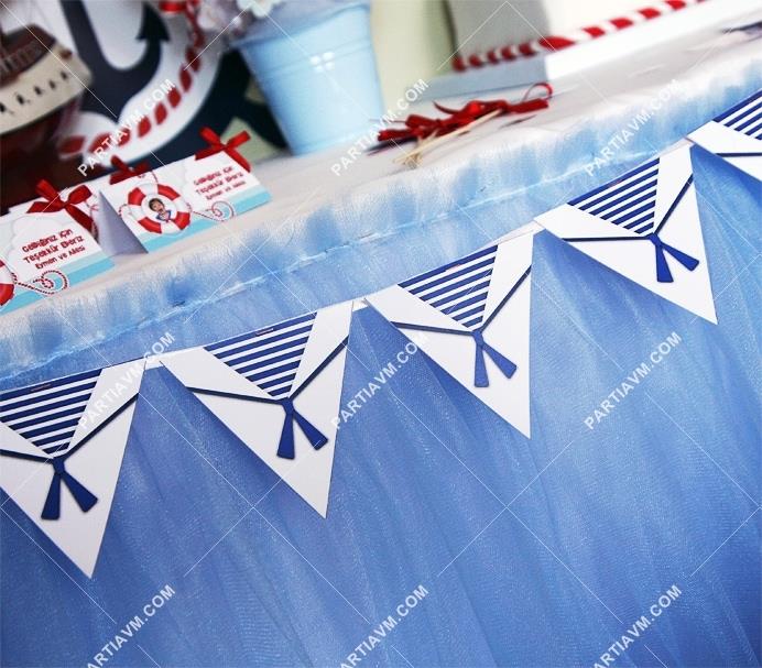 Küçük Denizci Kaptan Doğum Günü Süsleri Küçük Üçgen Bayraklar 1 mt.si