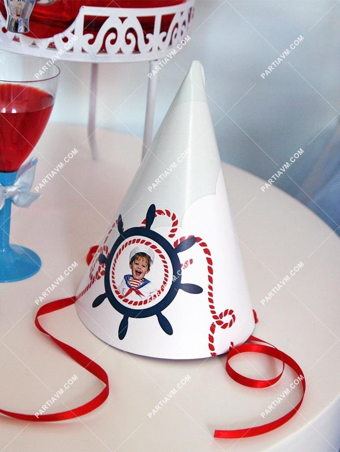Küçük Denizci Kaptan Doğum Günü Süsleri Parti Şapkası Karton 5 Adet