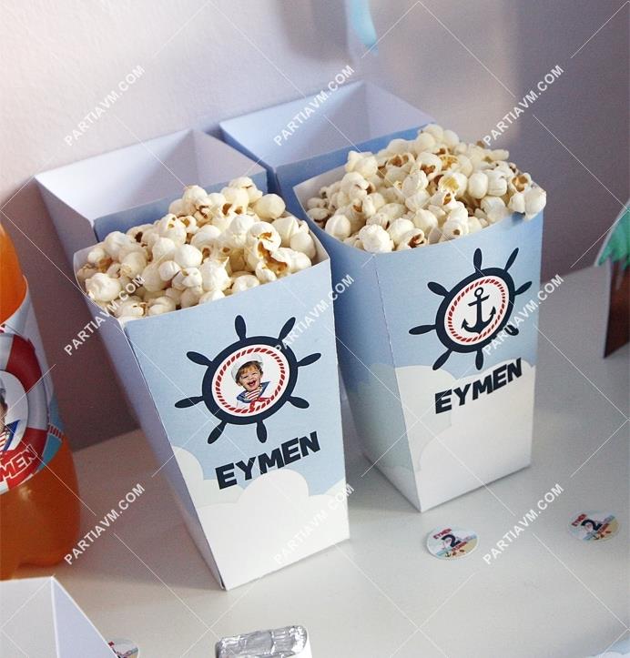 Küçük Denizci Kaptan Doğum Günü Süsleri Popcorn Kutusu 5 Adet