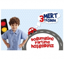 Partiavm Küçük Kırmızı Araba Doğum Günü 120x85 cm Büyük Boy Kağıt Afiş