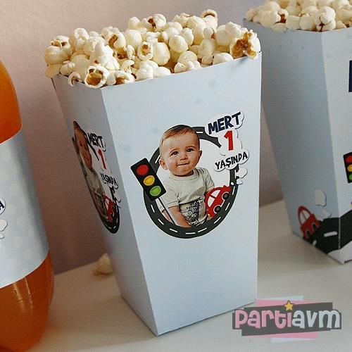 Küçük Kırmızı Araba Doğum Günü Süsleri Popcorn Kutusu 5 Adet
