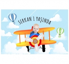 Partiavm Küçük Pilot ve Balonlar Doğum Günü 120x85 cm Büyük Boy Kağıt Afiş satın al