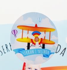 Partiavm Küçük Pilot ve Balonlar Doğum Günü 20 cm Önlü Arkalı Baskı Kalın Karton Misinalı Asma Süs
