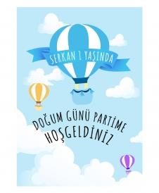 Partiavm Küçük Pilot ve Balonlar Doğum Günü 70x100 cm Katlanmaz Pano Afiş