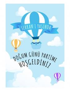 Partiavm Küçük Pilot ve Balonlar Doğum Günü 70x100 cm Yırtılmaz Branda Afiş satın al