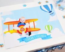 Partiavm Küçük Pilot ve Balonlar Doğum Günü Amerikan Servis Kalın Kuşe Kağıt 5 Adet
