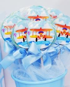 Partiavm Küçük Pilot ve Balonlar Doğum Günü Lolipop Şeker Etiketli Süslemeli 10 Adet satın al
