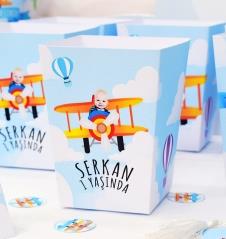Partiavm Küçük Pilot ve Balonlar Doğum Günü Popcorn Kutusu 5 Adet satın al