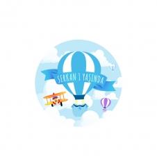Partiavm Küçük Pilot ve Balonlar Doğum Günü Yuvarlak Etiket 3.5 cm 15 Adet satın al