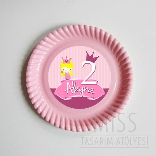 Küçük Prenses Doğum Günü Süsleri Etiketli Karton Tabak 5 Adet