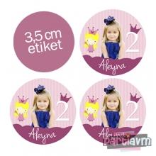 Partiavm Küçük Prenses Doğum Günü Süsleri Yuvarlak Etiket 3,5cm 15 Adet satın al