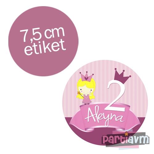 Küçük Prenses Doğum Günü Süsleri Yuvarlak Etiket 7,5cm 10 Adet