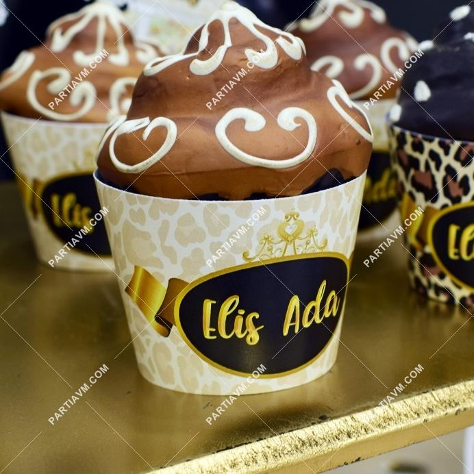 Leopar Desenli Doğum Günü Cupcake Sargısı 10 Adet