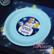 Partiavm Little Star Doğum Günü Süsleri Etiketli Karton Tabak 5 Adet
