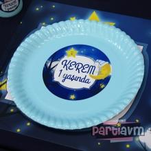 Partiavm Little Star Doğum Günü Süsleri Etiketli Karton Tabak 5 Adet