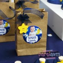 Partiavm Little Star Doğum Günü Süsleri Hediye Çantası Etiketli Kurdeleli Fiyonklu Keçe Yıldızlı 12 X 17 cm 5 Adet satın al