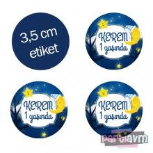 Partiavm Little Star Doğum Günü Süsleri Yuvarlak Etiket 3,5cm 15 Adet