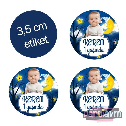 Little Star Doğum Günü Süsleri Yuvarlak Etiket 3,5cm 15 Adet