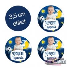 Partiavm Little Star Doğum Günü Süsleri Yuvarlak Etiket 3,5cm 15 Adet